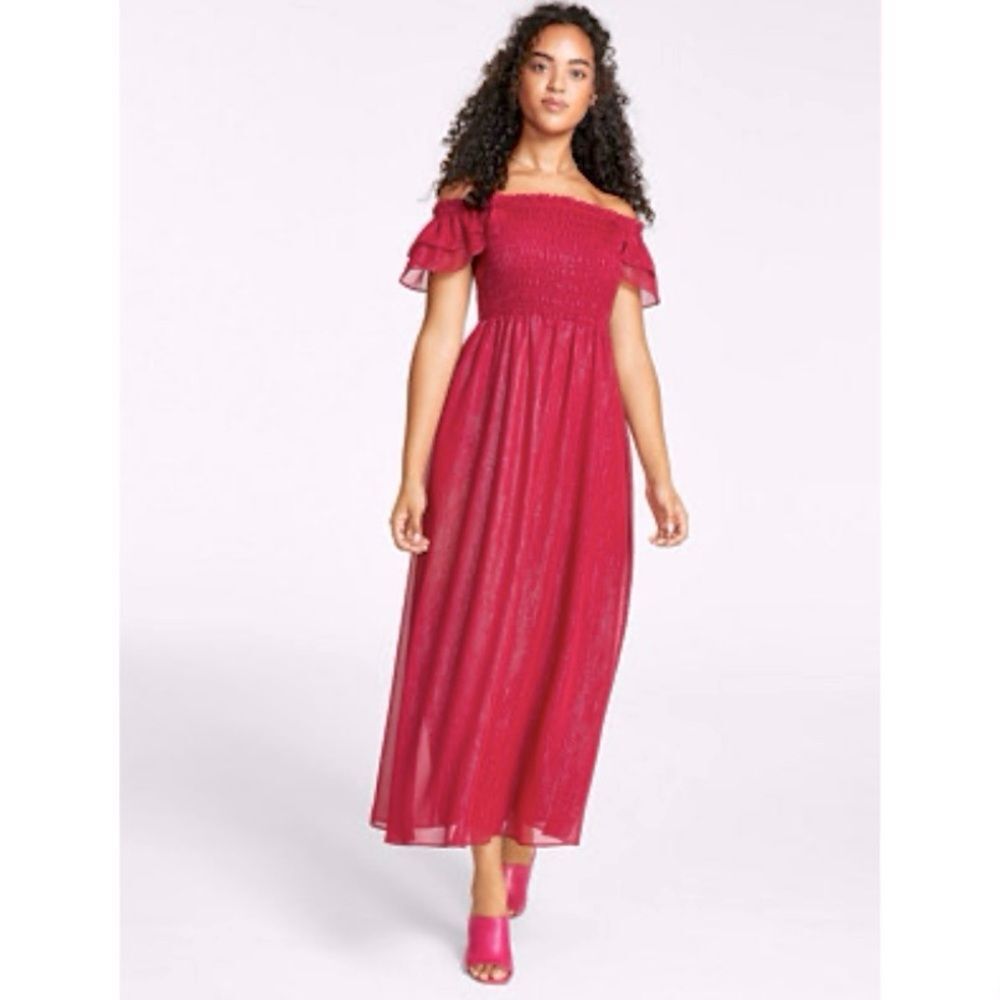 Women's 3X NWT Plus Size Red Off The Shoulder Maxi Summer Dress New